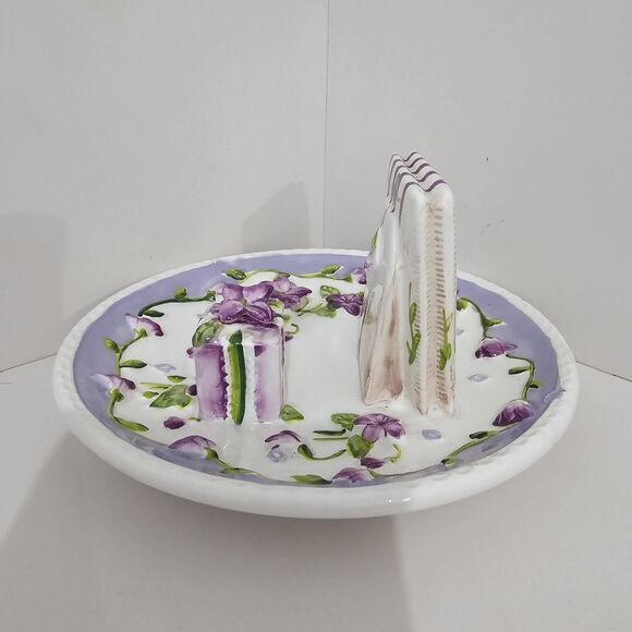 Vintage - Lady Jayne LTD - Ceramic Breakfast Tea Bag Resting Plate Violets - Picture 3 of 9